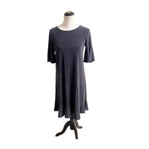Anthropologie Avril Tee Dress Flutter Ruffled Sleeve Size Small Black Matte